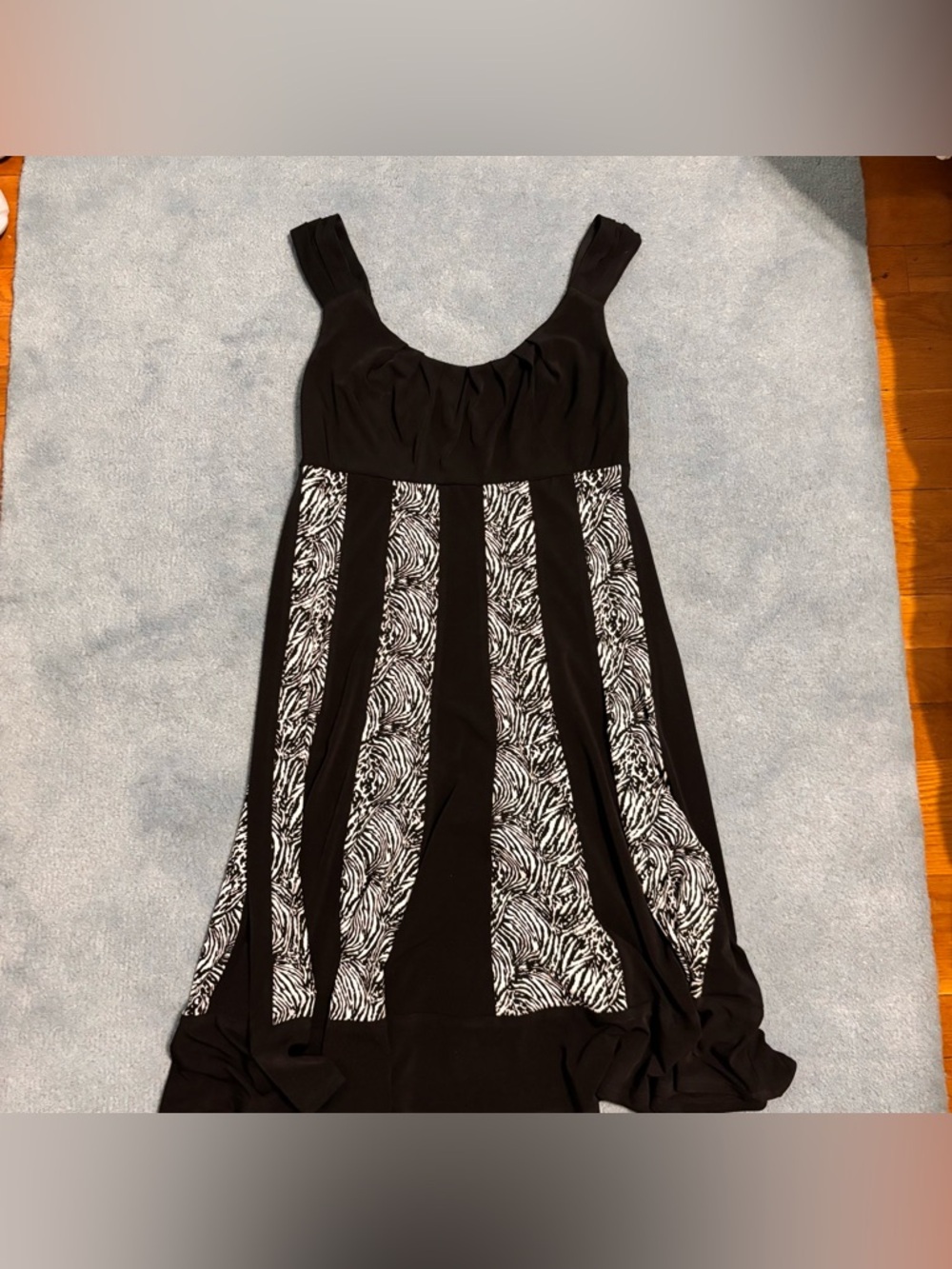 connected apparel Black and White Panel Midi Dress
